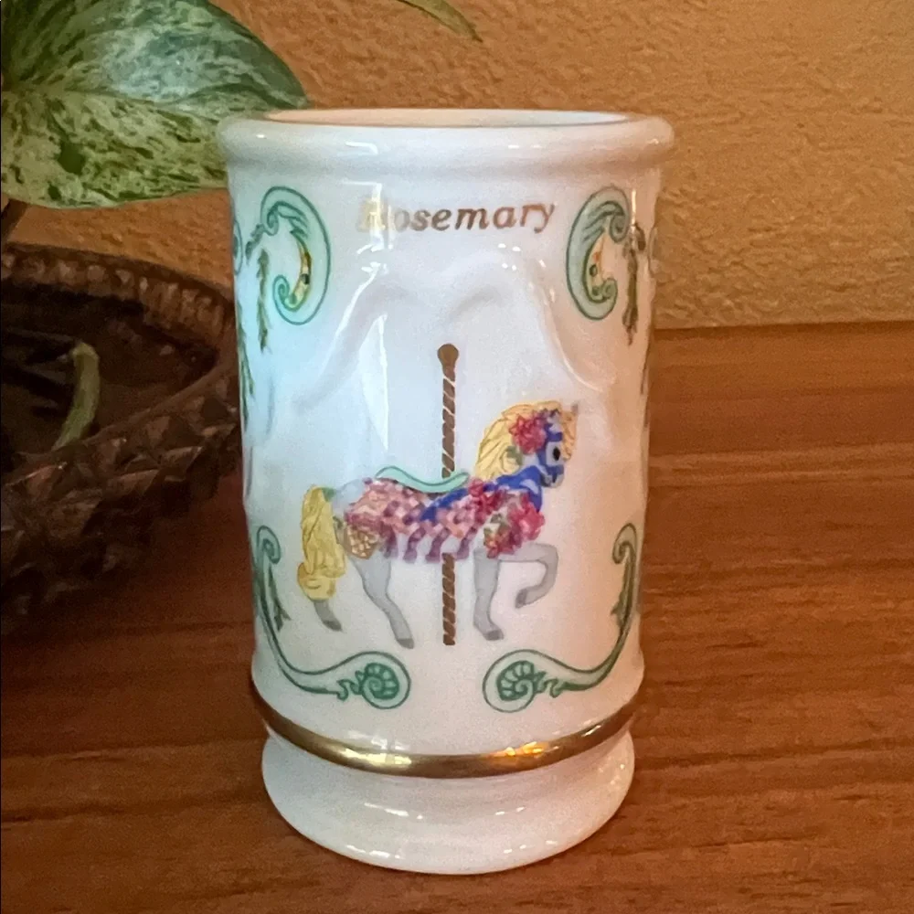 Lenox‎ Porcelain Carousel Horse Rosemary Spice Jar with Gold Trim Without Lid